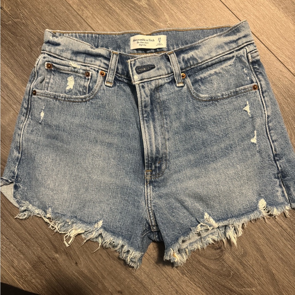 Abercrombie & Fitch Light Blue Distressed Jean Shorts